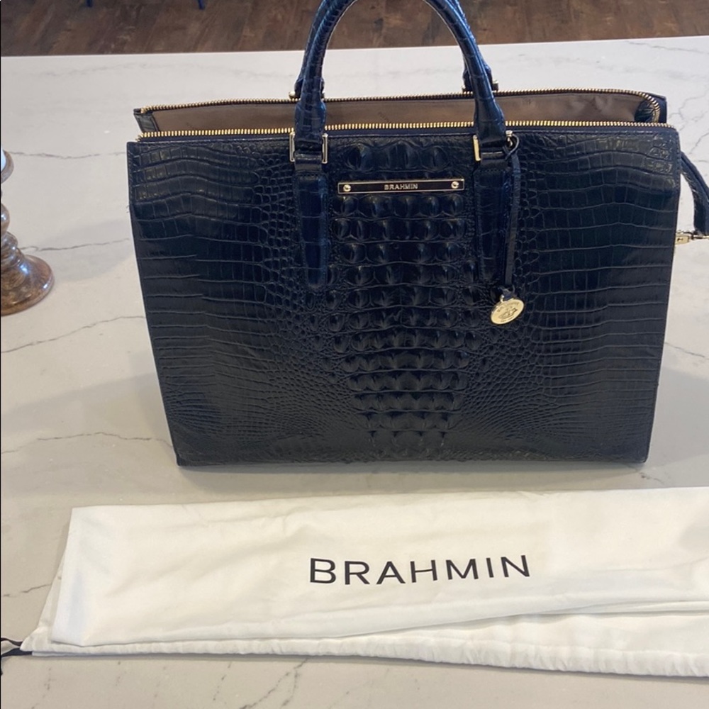 Brahmin Business Tote in Navy
